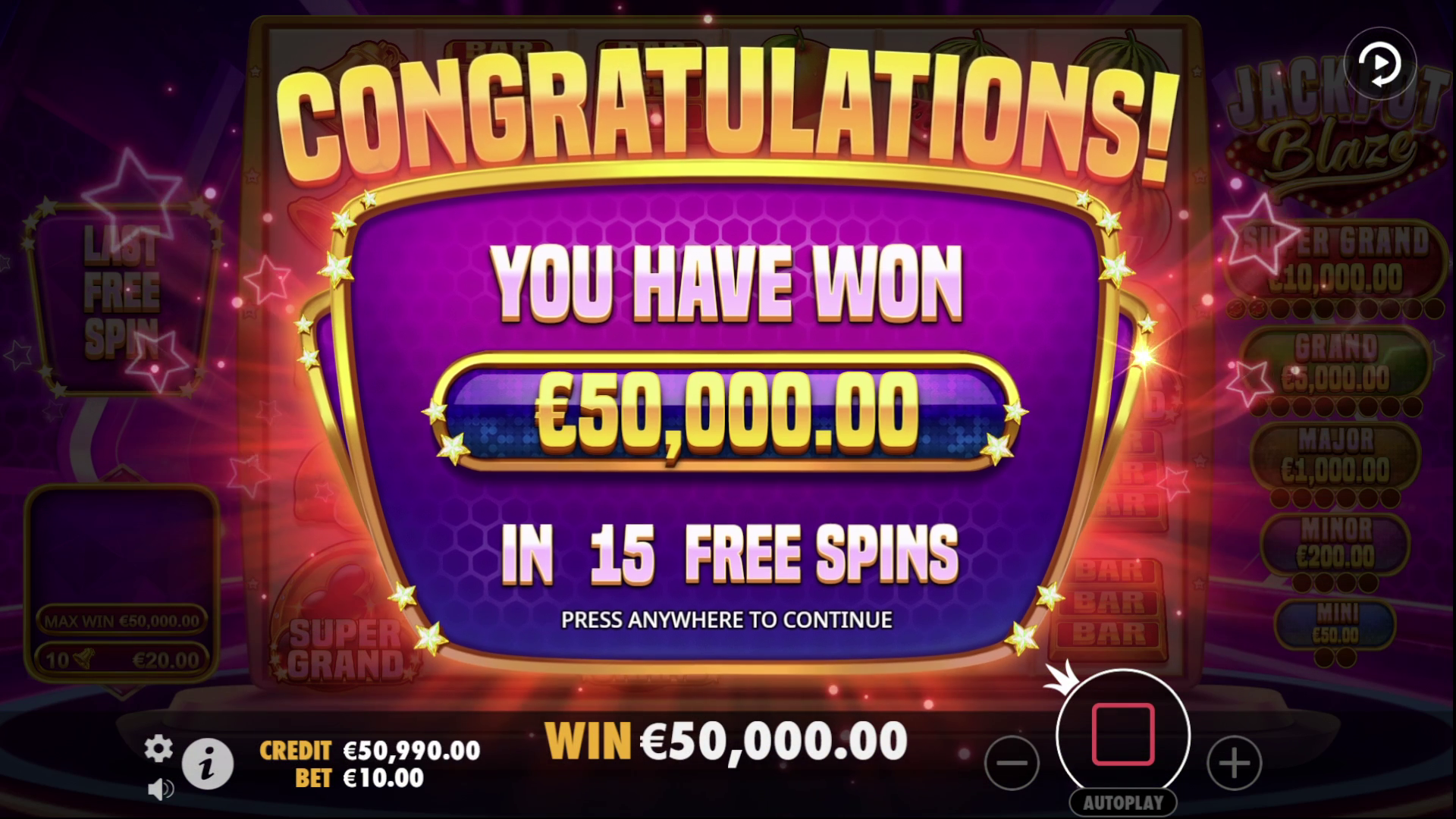 Jackpot Blaze - Free spins 1