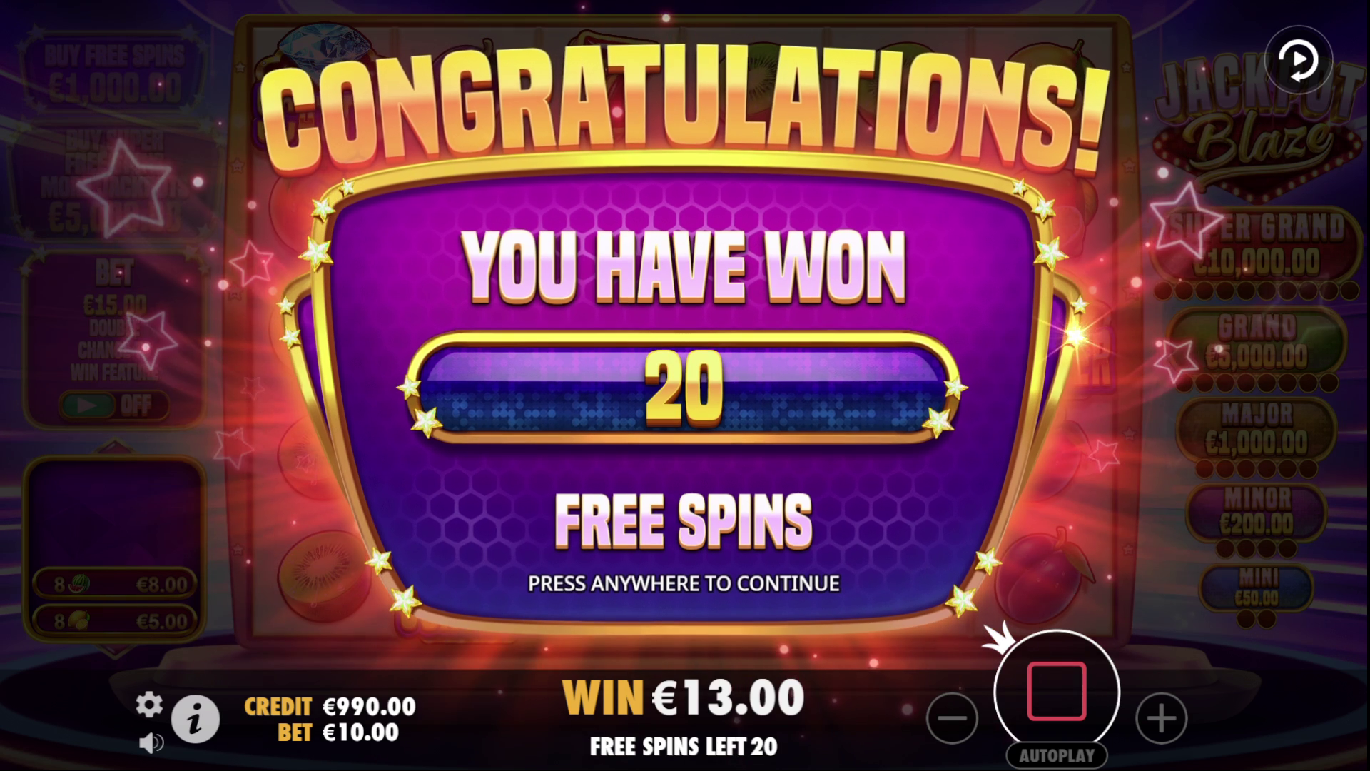 Jackpot Blaze - Free spins 2