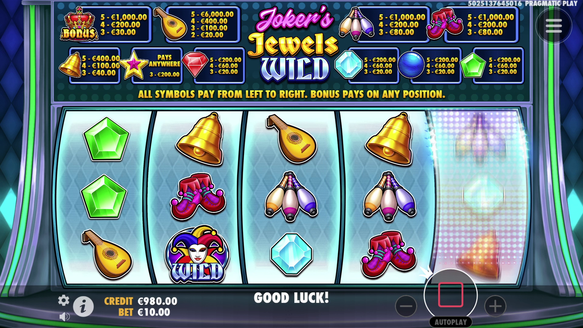Joker's Jewels Wild - Main game