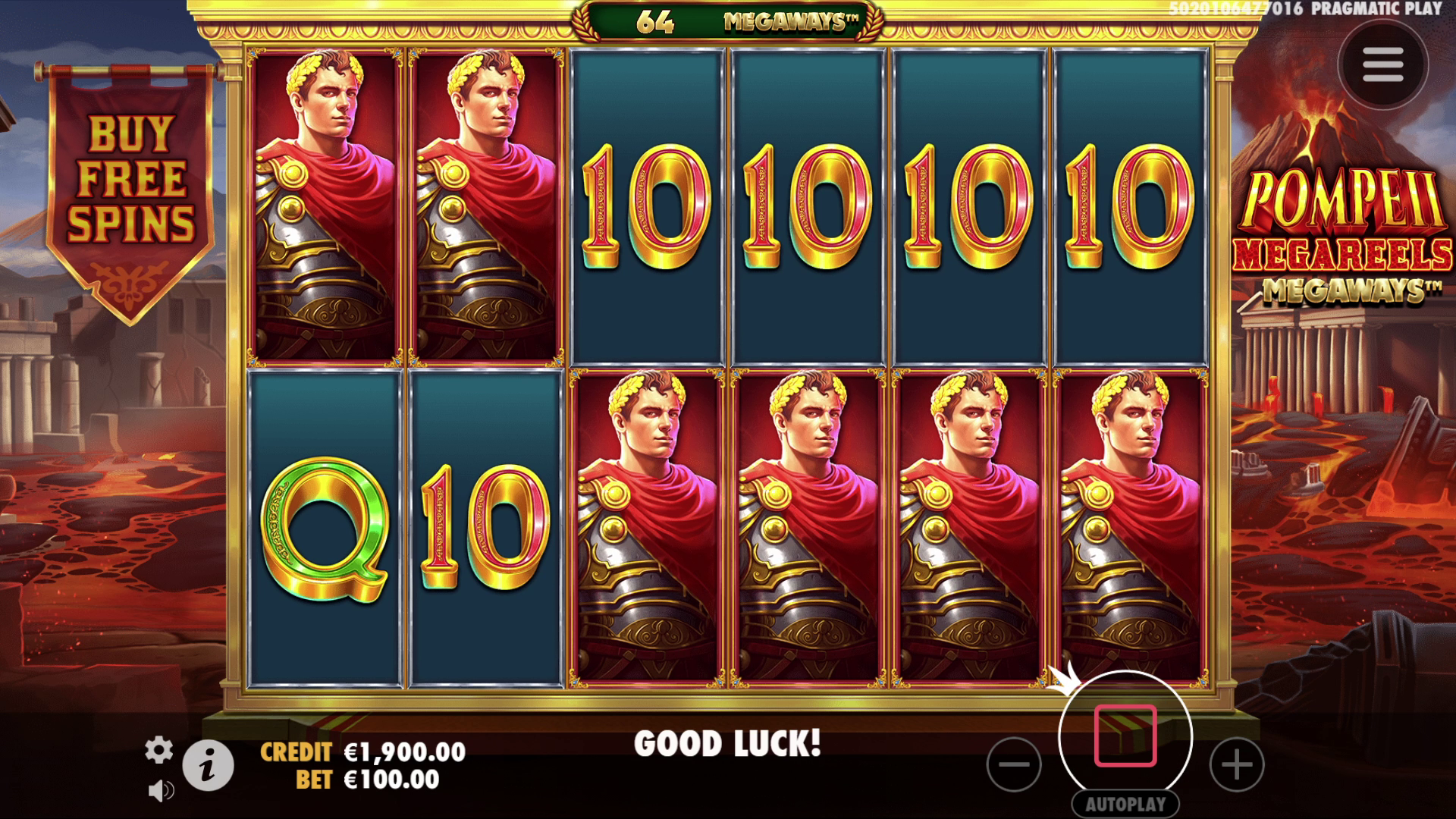 Pompeii Megareels Megaways - Main game