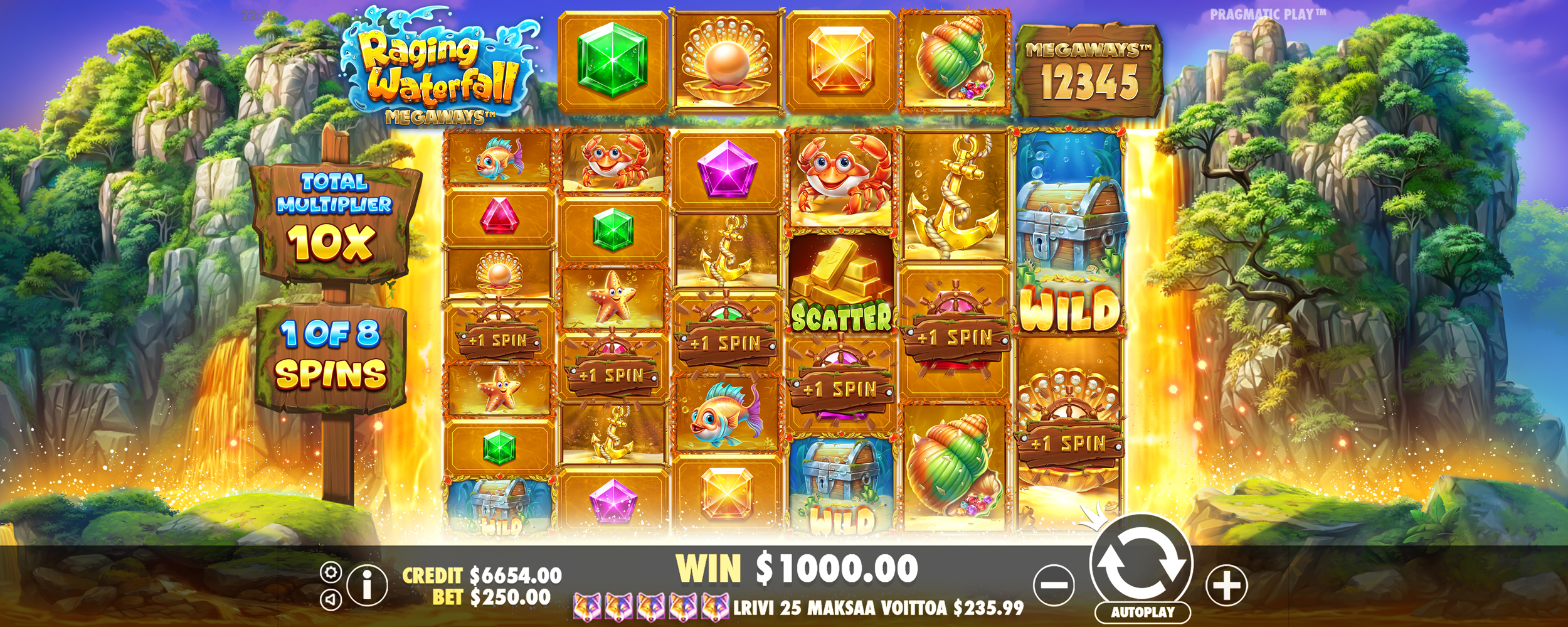 Raging Waterfall Megaways - Free spins 8