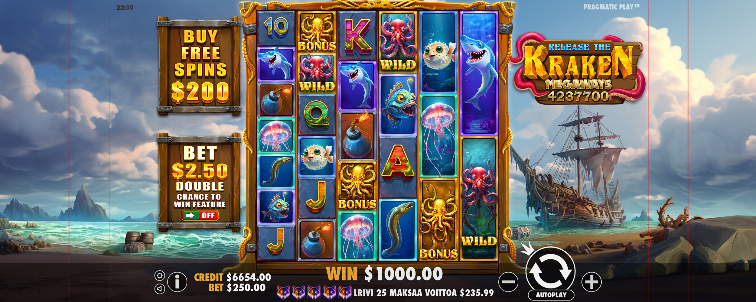 Release the Kraken Megaways - Main game