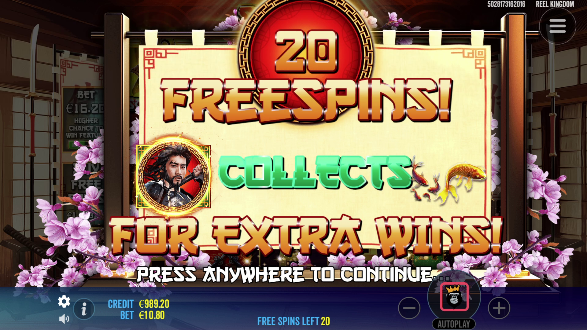 Samurai Code - Free spins bonus