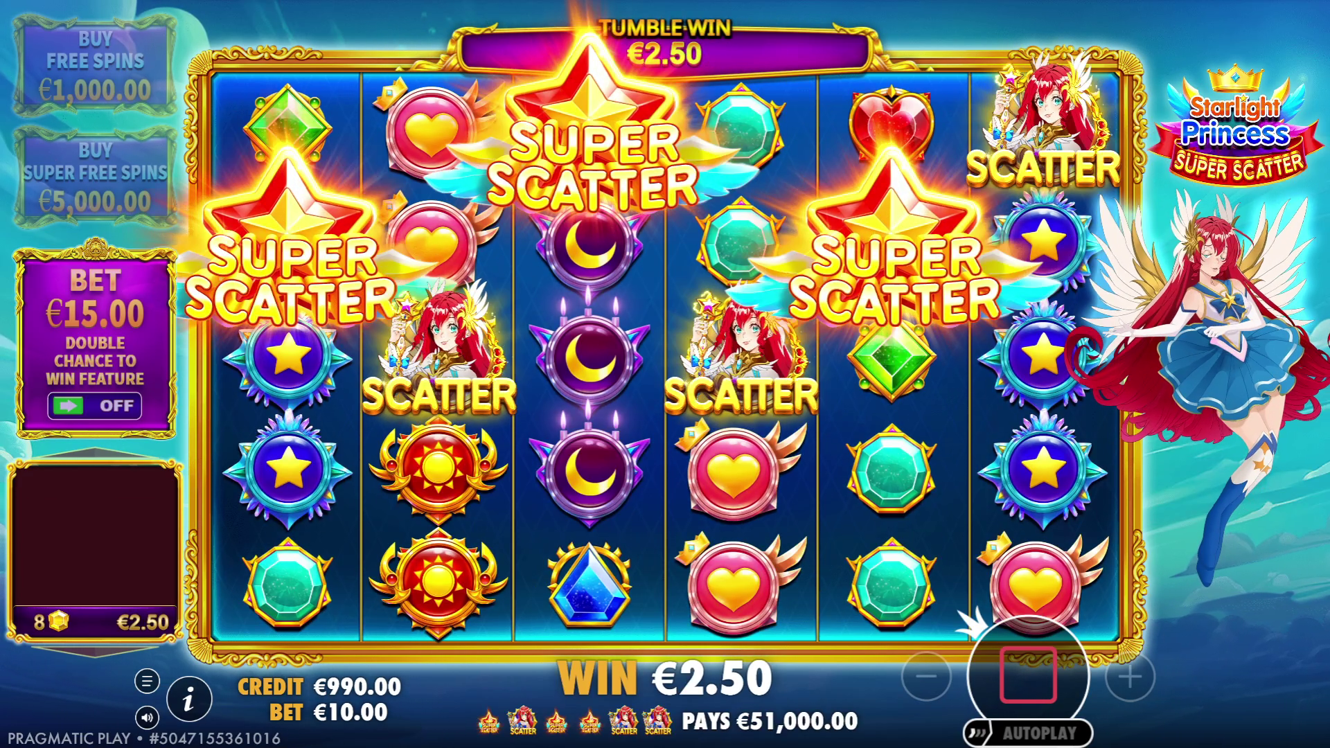Starlight Princess Super Scatter - Free spins 7