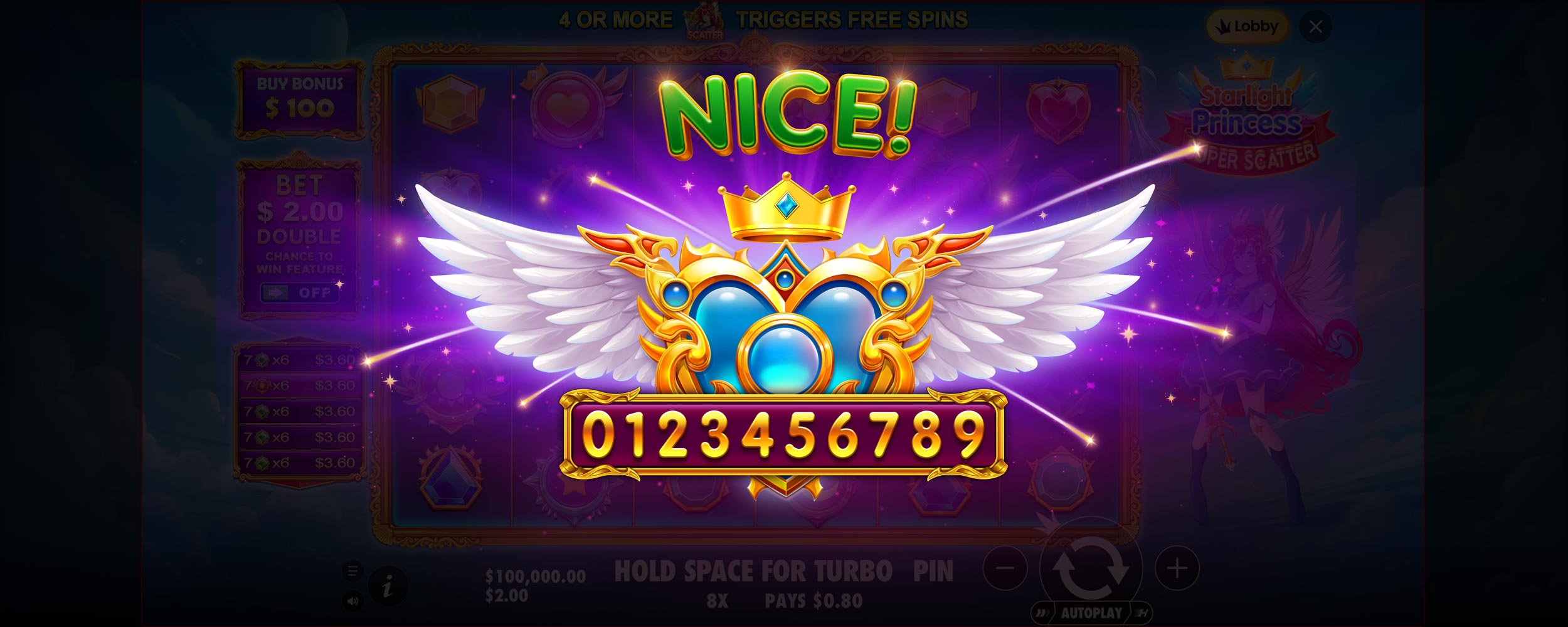 Starlight Princess - Free spins 8