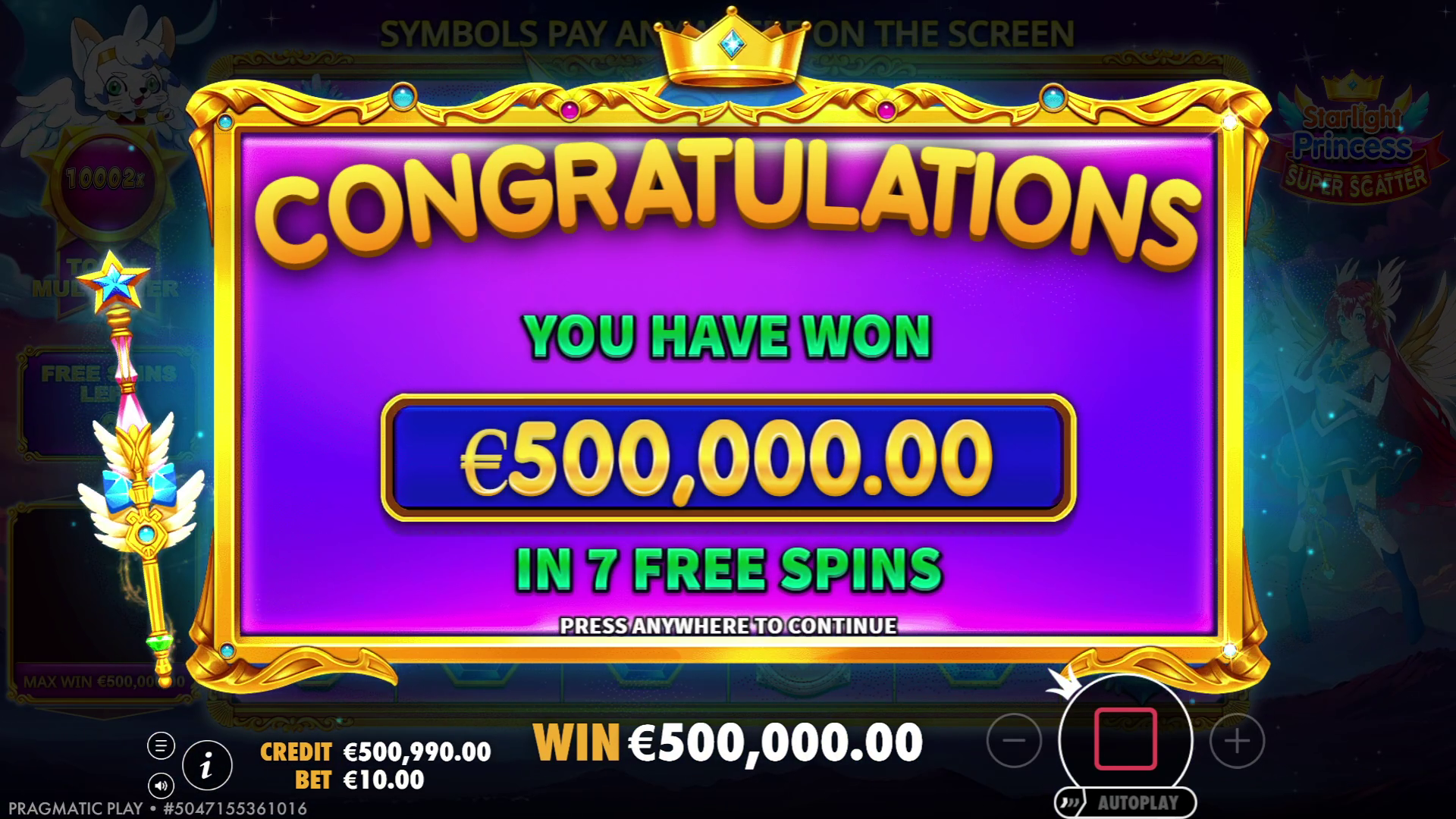 Starlight Princess - Free spins 14