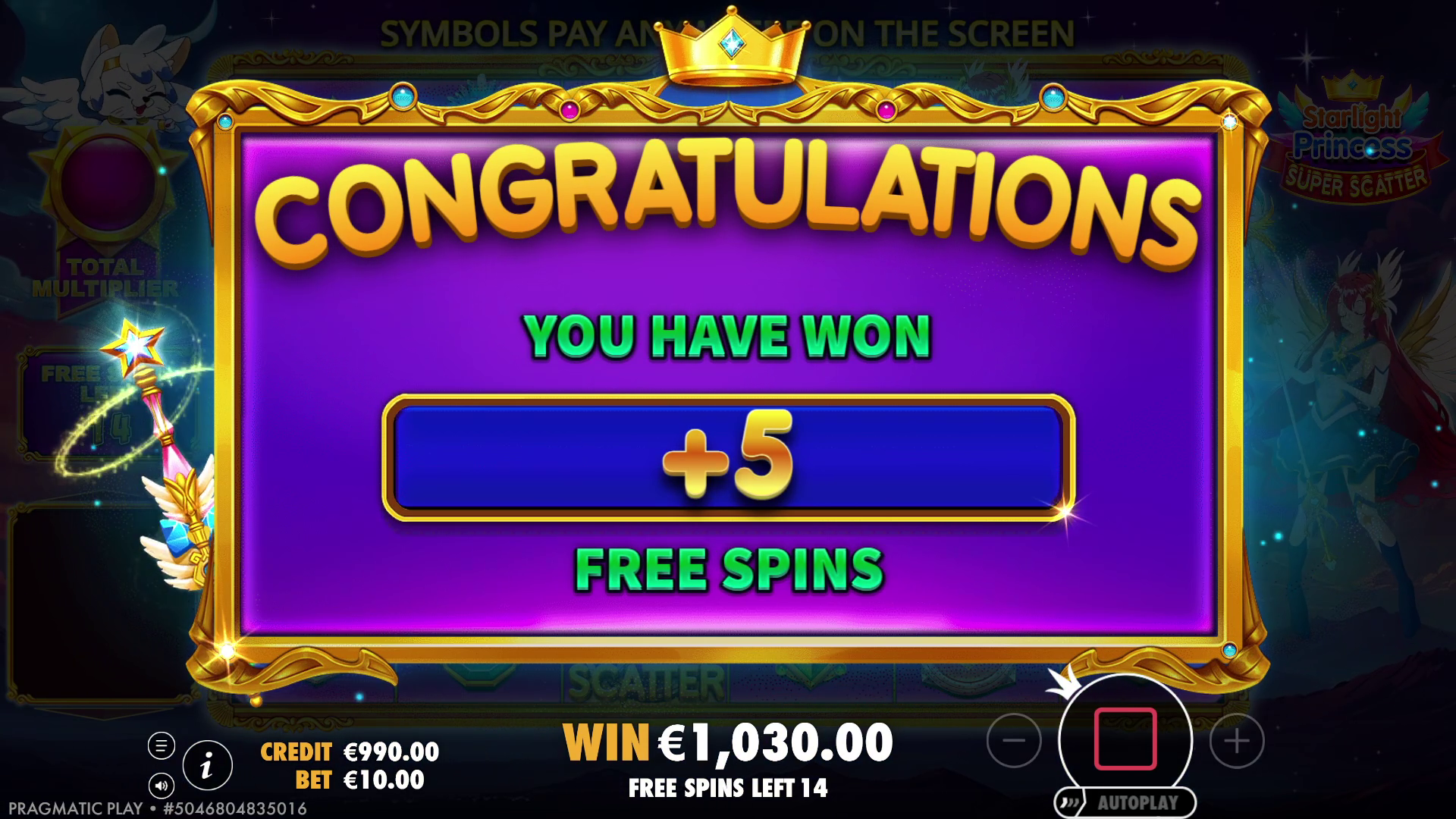 Starlight Princess - Free spins 16