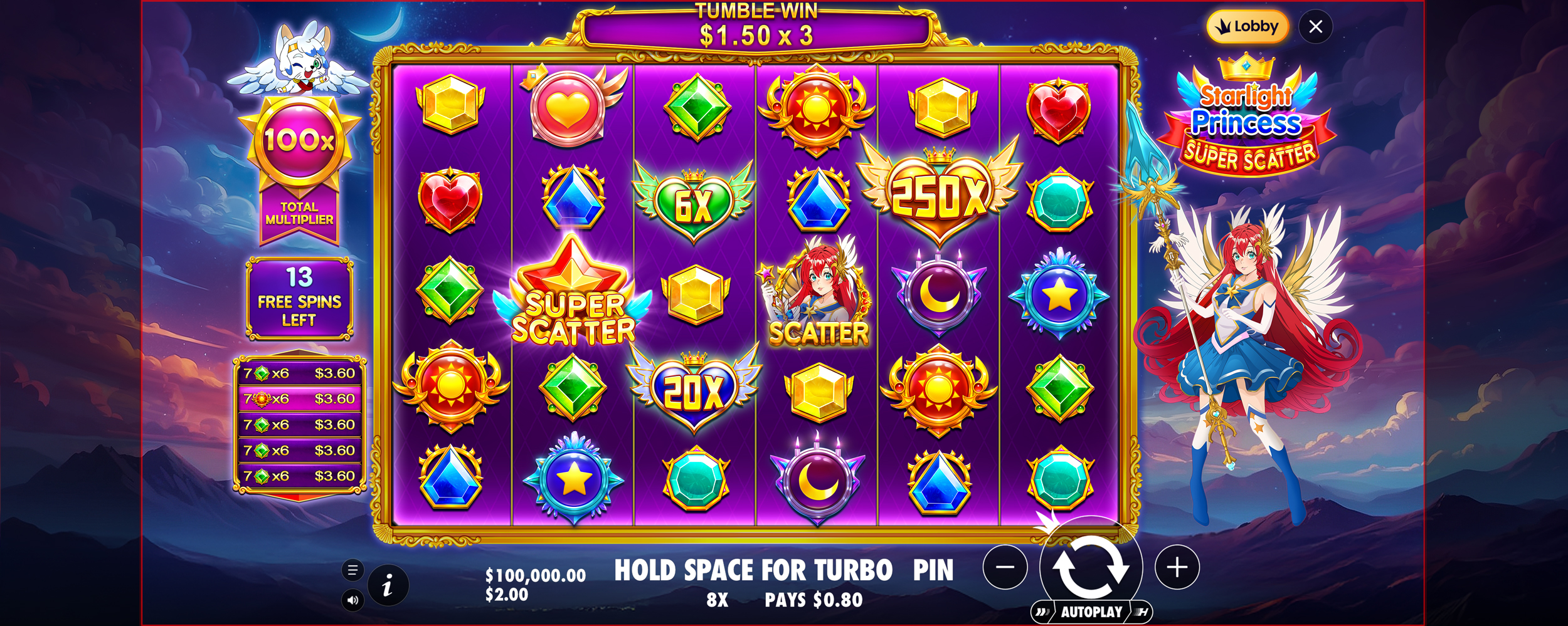Starlight Princess - Free spins 17