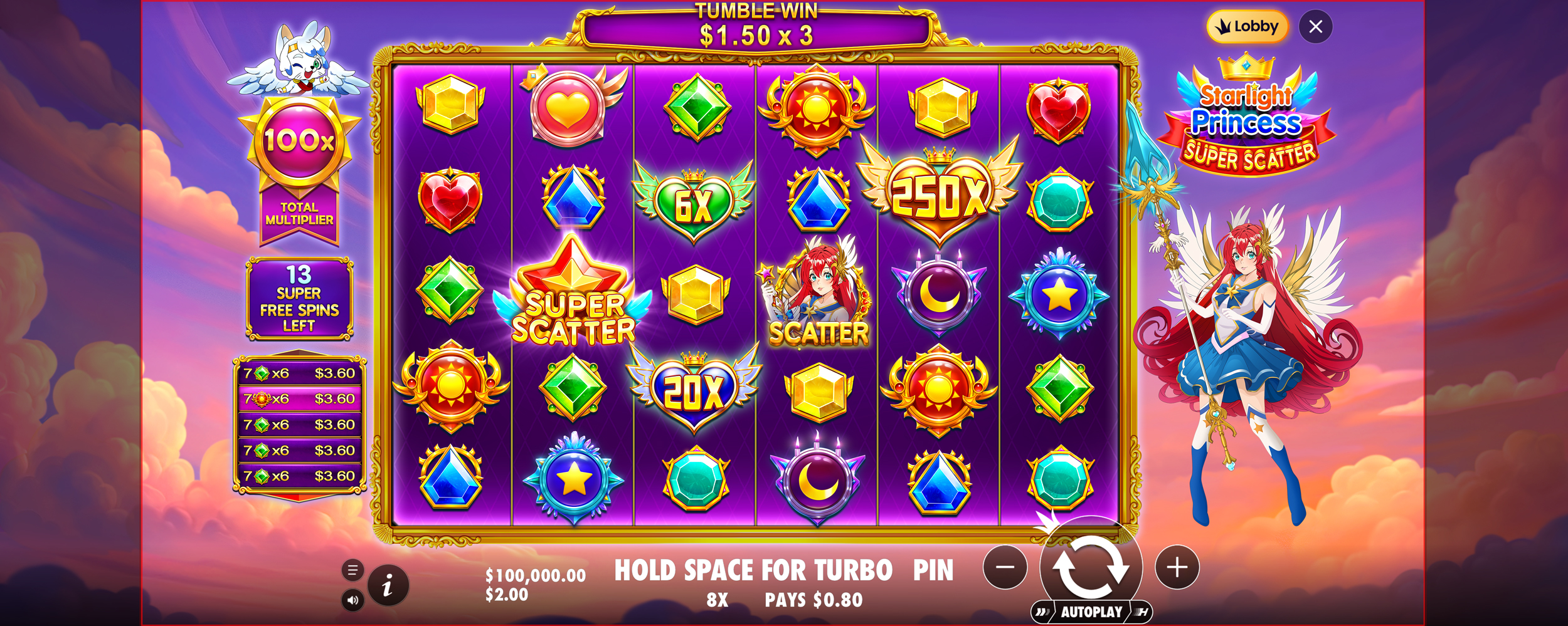 Starlight Princess - Free spins 25