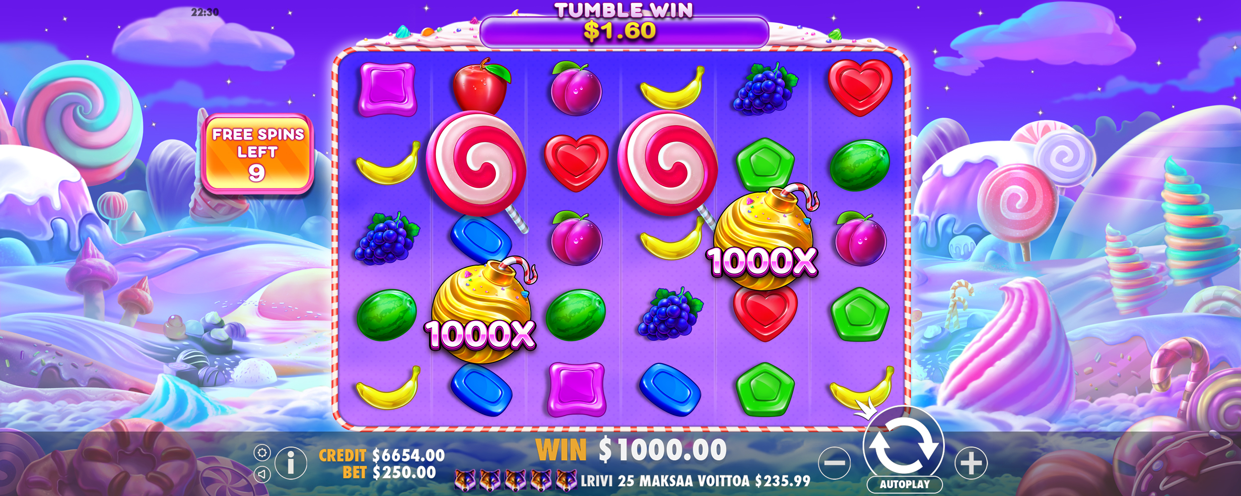 Sweet Bonanza 1000 - Free spins bonus