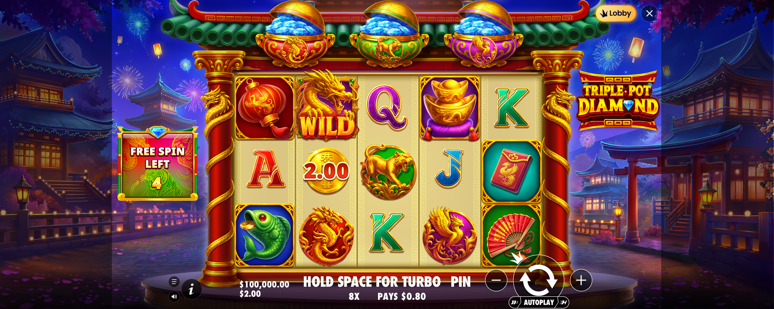 Triple Pot Diamond - Free spins bonus