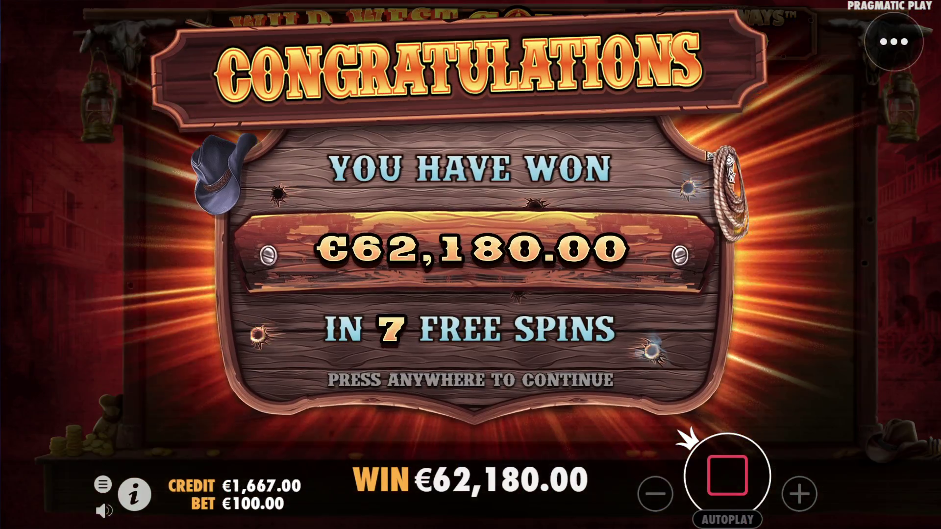 Wild West Gold Megaways - Free spins bonus