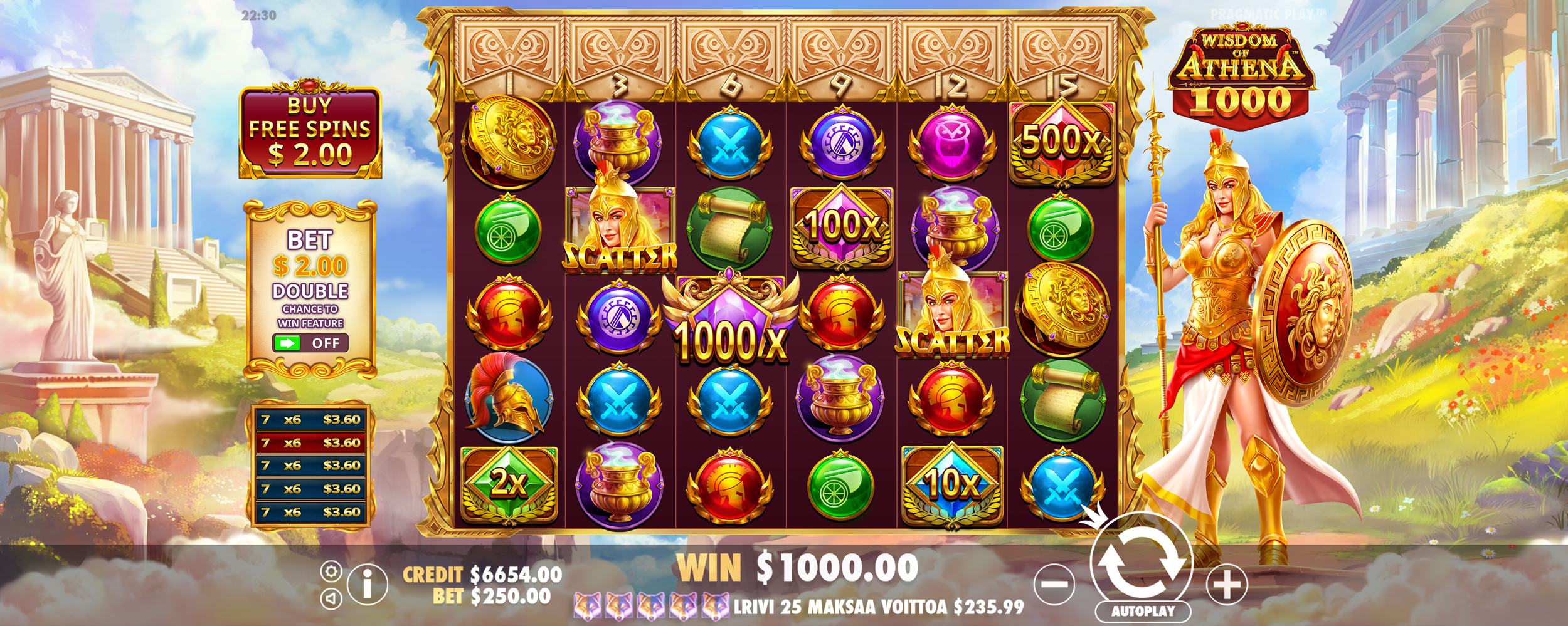 Wisdom of Athena 1000 - Free spins bonus