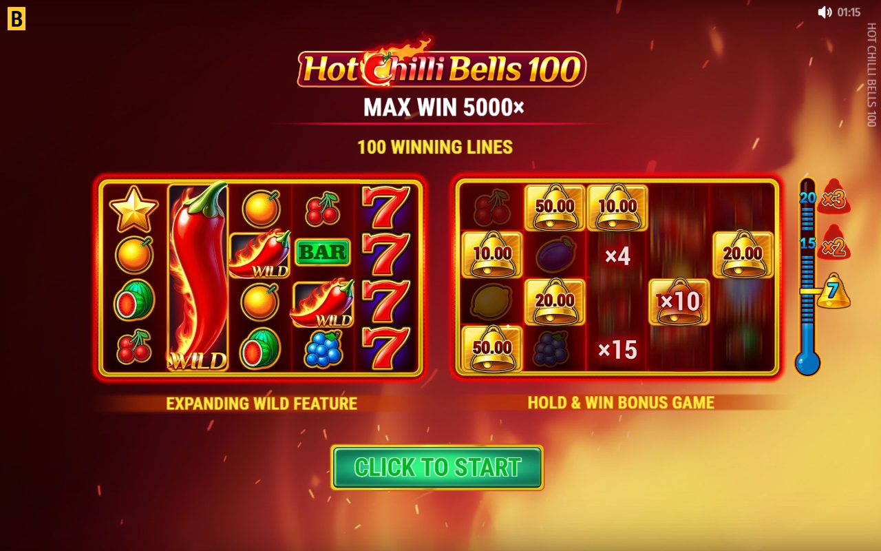 Hot Chilli Bells 100 game lobby