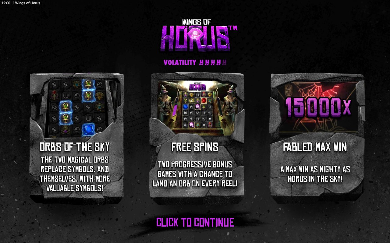 Wings of Horus game lobby